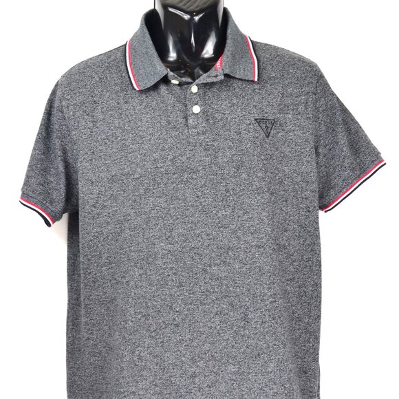 Guess Jeans Men's Size M Grey & Black Cotton Polo Shirt - Picture 1 of 5